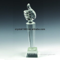 China Factory Custom logo Engraving Outstanding Crystal Award wholesale K9 Thumb Up trophy